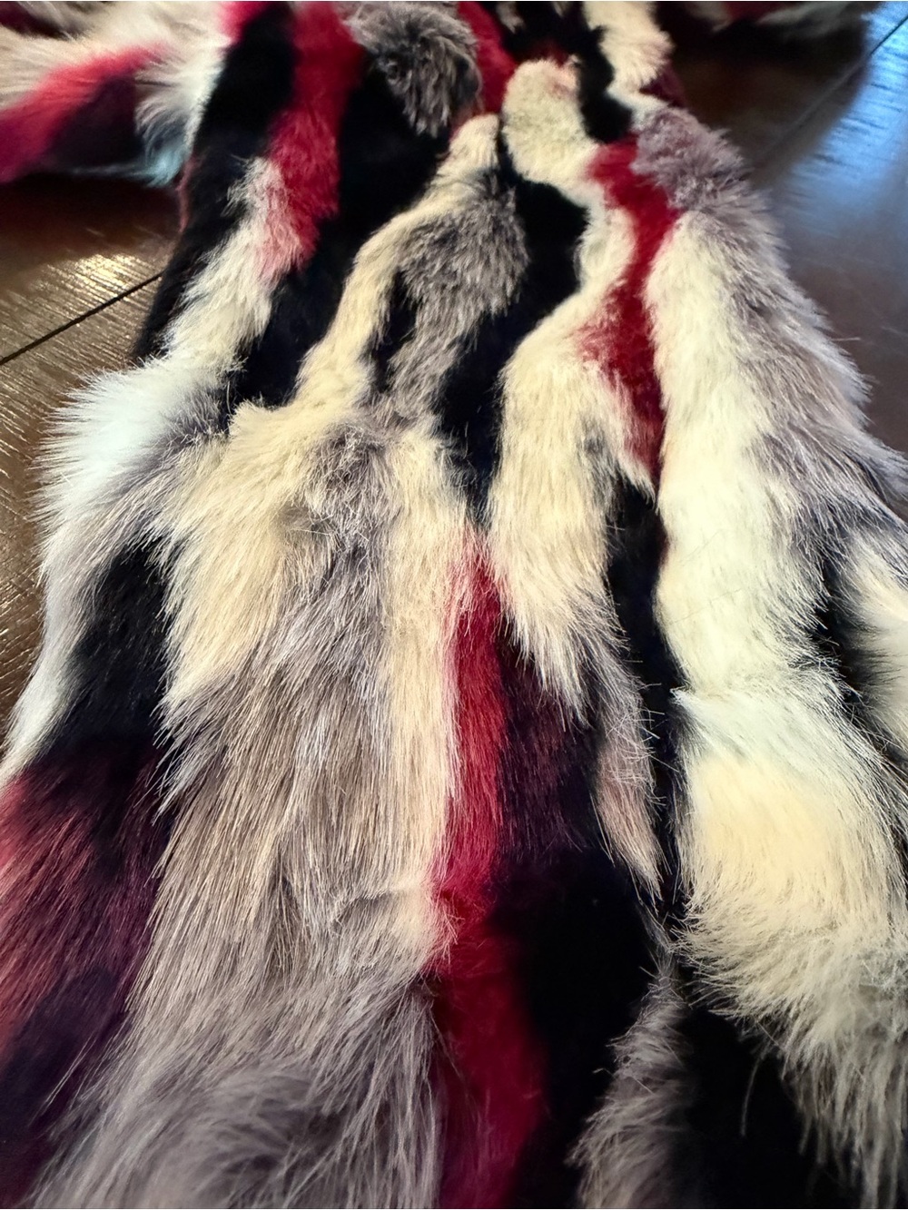 Fabulous Furs Girls Mixed-Color Faux Fur Hooded Jacket - Pink/Black/White - Picture 4 of 5